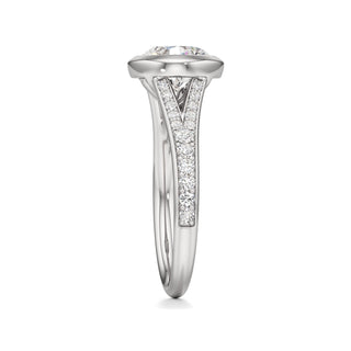 Split Beadset Set Bezel Emerald Engagement Ring