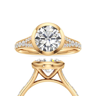 Split Beadset Set Bezel Emerald Engagement Ring