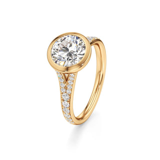 Split Beadset Set Bezel Emerald Engagement Ring