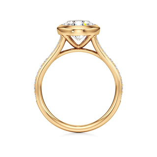 Split Beadset Set Bezel Emerald Engagement Ring