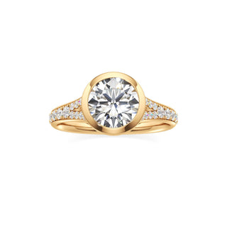 Split Beadset Set Bezel Emerald Engagement Ring