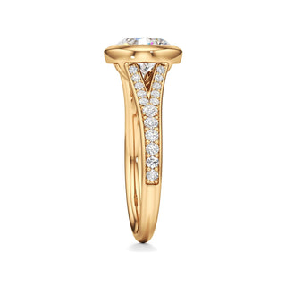 Split Beadset Set Bezel Emerald Engagement Ring