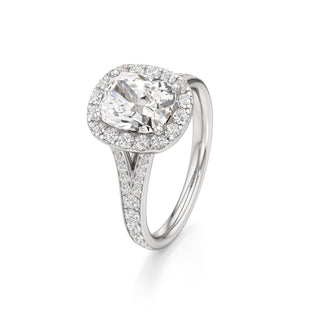 Split Beadset Set Halo Emerald Engagement Ring