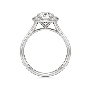 Split Beadset Set Halo Emerald Engagement Ring