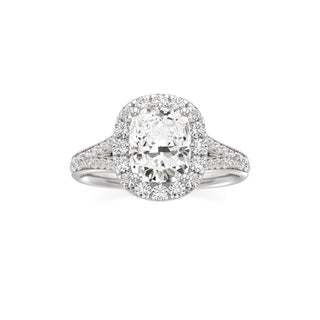 Split Beadset Set Halo Emerald Engagement Ring