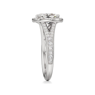 Split Beadset Set Halo Emerald Engagement Ring