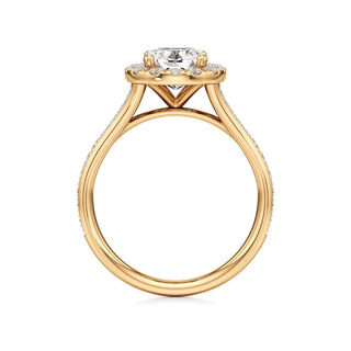 Split Beadset Set Halo Emerald Engagement Ring