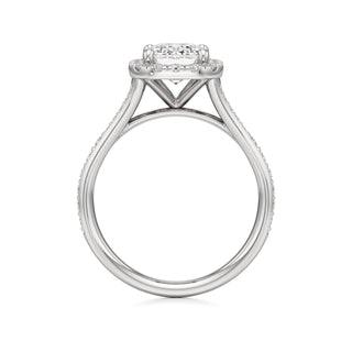 Split Beadset Set Halo Emerald Engagement Ring