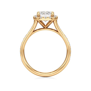Split Beadset Set Halo Emerald Engagement Ring