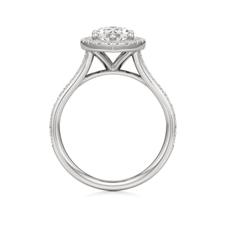 Split Beadset Set Halo Emerald Engagement Ring