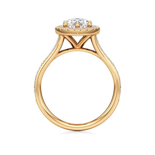 Split Beadset Set Halo Emerald Engagement Ring