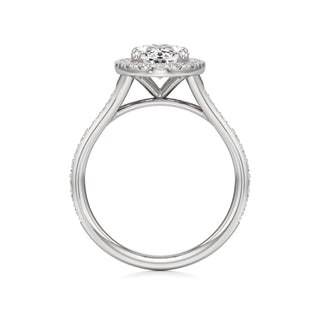 Split Beadset Set Halo Emerald Engagement Ring