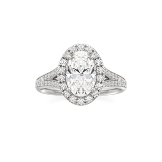 Split Beadset Set Halo Emerald Engagement Ring