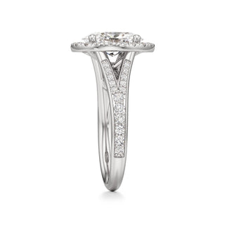 Split Beadset Set Halo Emerald Engagement Ring