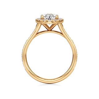 Split Beadset Set Halo Emerald Engagement Ring