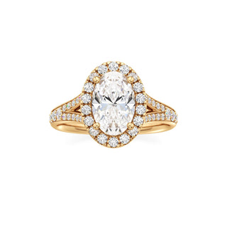 Split Beadset Set Halo Emerald Engagement Ring