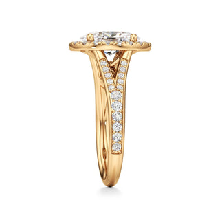 Split Beadset Set Halo Emerald Engagement Ring