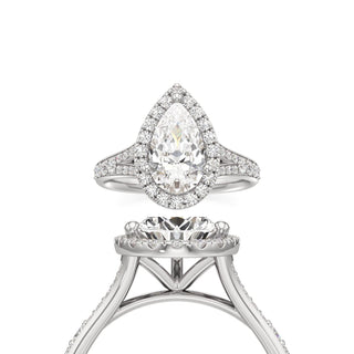 Split Beadset Set Halo Emerald Engagement Ring