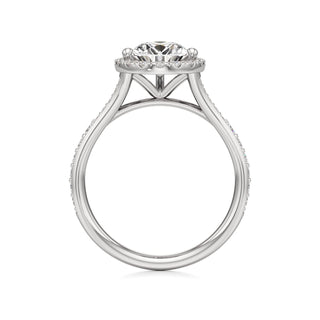 Split Beadset Set Halo Emerald Engagement Ring