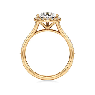 Split Beadset Set Halo Emerald Engagement Ring
