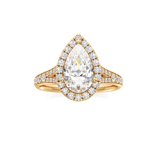 Split Beadset Set Halo Emerald Engagement Ring