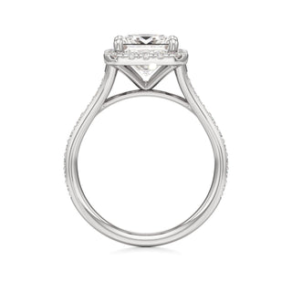 Split Beadset Set Halo Emerald Engagement Ring