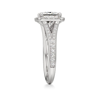 Split Beadset Set Halo Emerald Engagement Ring