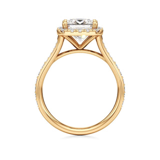Split Beadset Set Halo Emerald Engagement Ring
