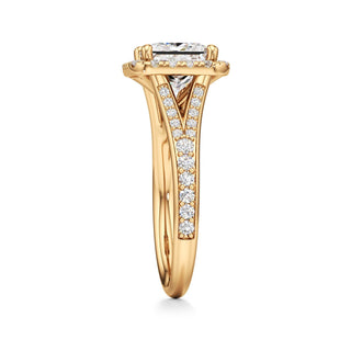 Split Beadset Set Halo Emerald Engagement Ring