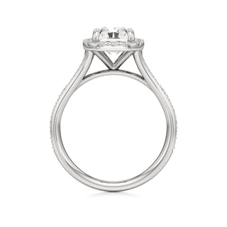 Split Beadset Set Halo Emerald Engagement Ring