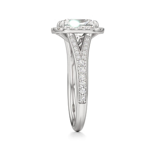 Split Beadset Set Halo Emerald Engagement Ring