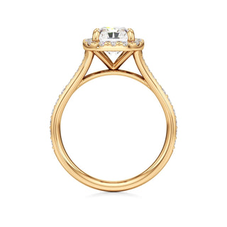 Split Beadset Set Halo Emerald Engagement Ring