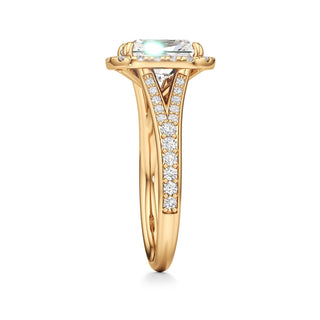 Split Beadset Set Halo Emerald Engagement Ring