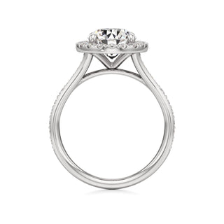 Split Beadset Set Halo Emerald Engagement Ring