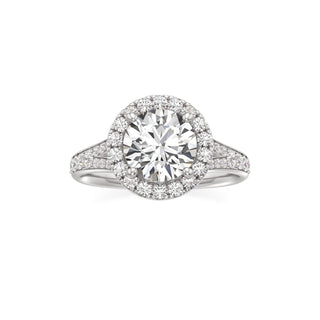 Split Beadset Set Halo Emerald Engagement Ring