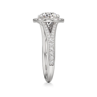 Split Beadset Set Halo Emerald Engagement Ring