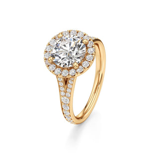 Split Beadset Set Halo Emerald Engagement Ring