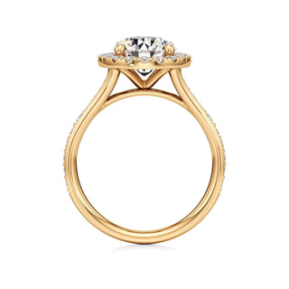 Split Beadset Set Halo Emerald Engagement Ring