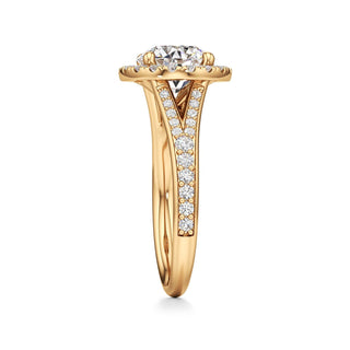 Split Beadset Set Halo Emerald Engagement Ring