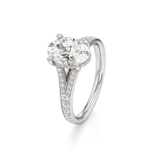 Split Beadset Set Hidden Halo Round Engagement Ring