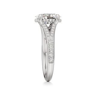 Split Beadset Set Hidden Halo Round Engagement Ring