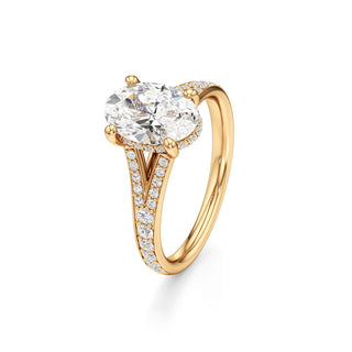 Split Beadset Set Hidden Halo Round Engagement Ring