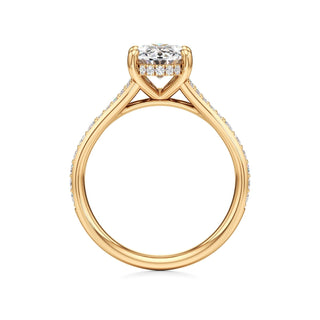 Split Beadset Set Hidden Halo Round Engagement Ring
