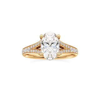 Split Beadset Set Hidden Halo Round Engagement Ring