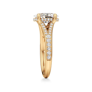 Split Beadset Set Hidden Halo Round Engagement Ring
