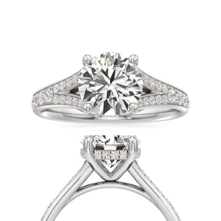 Split Beadset Set Hidden Halo Round Engagement Ring