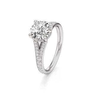 Split Beadset Set Hidden Halo Round Engagement Ring