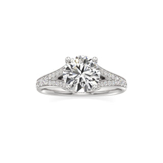 Split Beadset Set Hidden Halo Round Engagement Ring