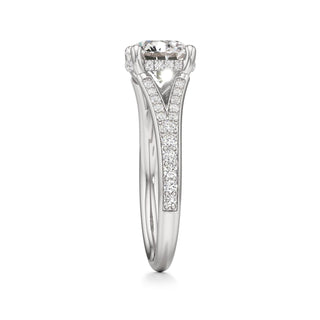 Split Beadset Set Hidden Halo Round Engagement Ring