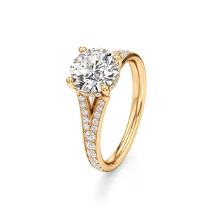 Split Beadset Set Hidden Halo Round Engagement Ring